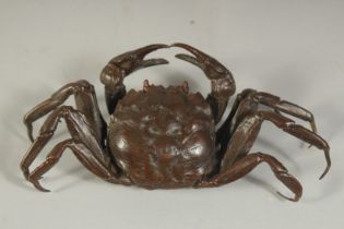 A BRONZE OKIMONO OF A CRAB, 15cm wide.