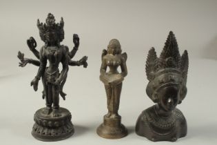A COLLECTION OF THREE BRONZE FIGURES, (3).