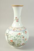 A LARGE CHINESE FAMILLE ROSE PORCELAIN VASE, enamel painted with peaches, flora, and ruyi, the