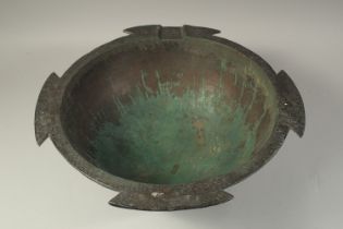 A VERY LARGE AND RARE 12TH-13TH CENTURY CENTRAL ASIAN KUBATCHI ENGRAVED BRONZE CAULDRON, with fine