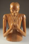 A LARGE AFRICAN CARVED WOOD FIGURE, 42cm high.