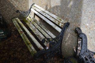 Garden bench with cast iron ends.