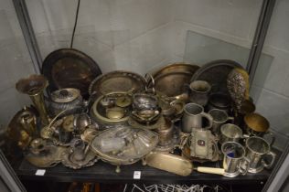 A quantity of plated items, pewter etc.