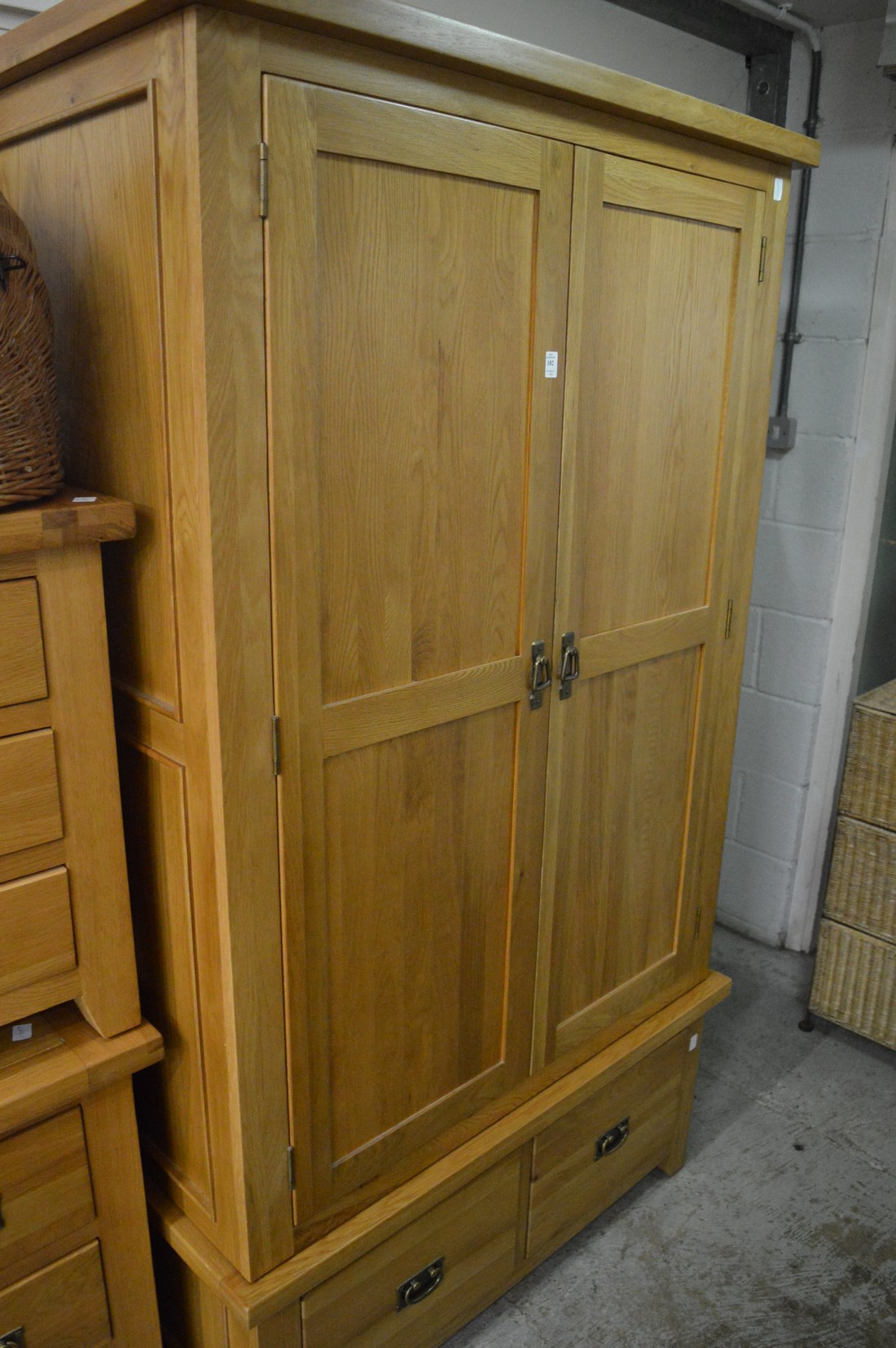 Modern light oak wardrobe together with a matching dressing table, stool and three drawer chest. - Image 2 of 4