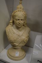 A reconstituted marble bust of Queen Victoria.