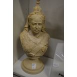 A reconstituted marble bust of Queen Victoria.