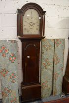 A good George III mahogany long case clock with eight day movement, subsidiary seconds and date