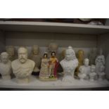 A quantity of Parian ware style and other busts of Queen Victoria, Prince Albert etc.