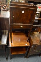 A mahogany pot cupboard and a two-tier table.