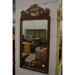 Georgian style walnut framed mirror with ho-ho bird cresting.