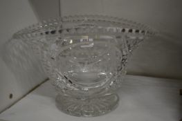 An engraved glass flower basket.
