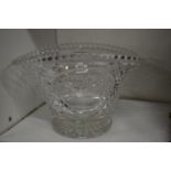 An engraved glass flower basket.