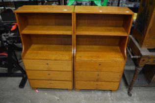 A pair of hardwood chests/bookcases labelled Rasmussens.