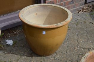 Two large glazed planters.