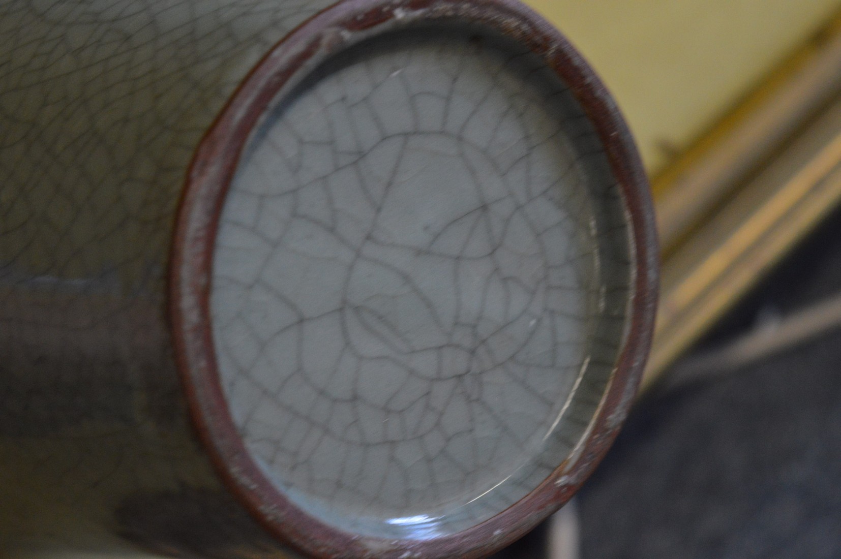 A large Chinese celadon crackle glazed porcelain vase. - Image 2 of 2