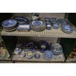 A quantity of blue and white china.