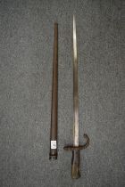 A French bayonet and scabbard.