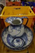 A Dalton Kelmscot pattern jug, bowl and soap dish together with other items.