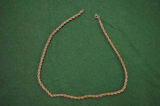 A 9ct gold rope twist necklace.