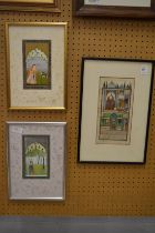 Three Indian miniature paintings.