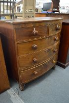 A 19th century mahogany bow front chest of drawers.