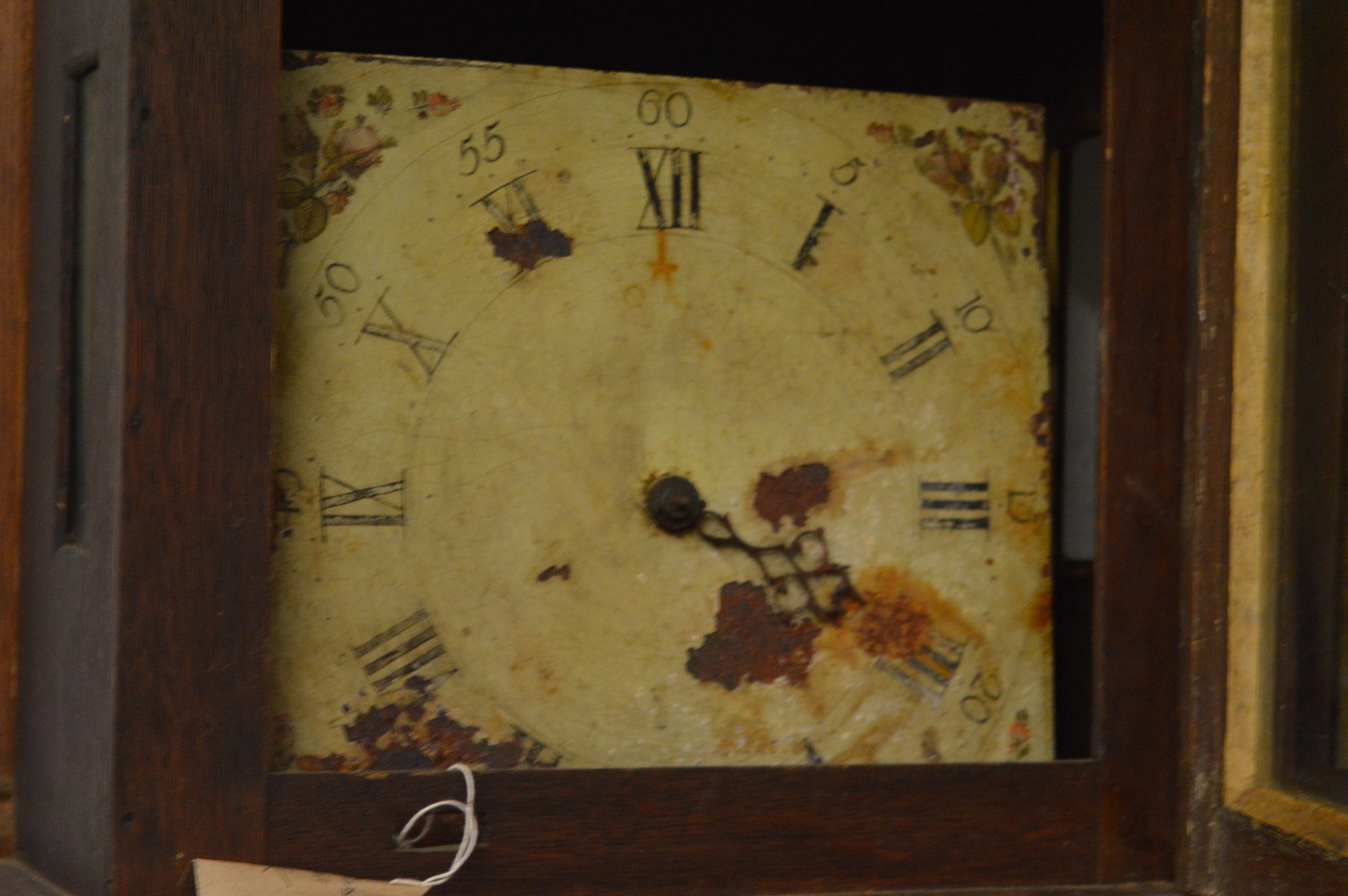An oak cased thirty hour clock with painted square dial. - Image 2 of 2