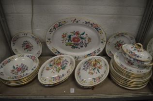 A Worcester floral decorated part dinner service.