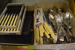 A quantity of flatware, some cased.