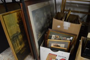 Large quantity of prints and framed collection of cigarette cards relating to military figures etc.