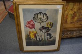 A set of four colour prints depicting tulips and other flowers.