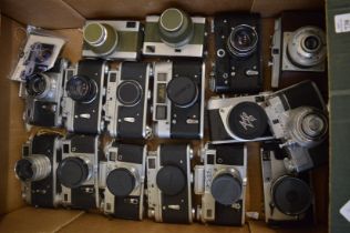 A collection of Russian 35mm cameras by Zorki, Koroll etc.