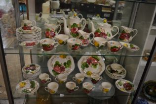 A comprehensive collection of Belle Fiore china to include teapots, coffee pots, plates, cups,