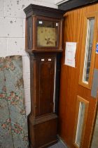 An oak cased thirty hour clock with painted square dial.