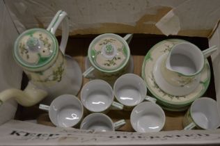 A Noritake six piece coffee service and a part tea service by another make.