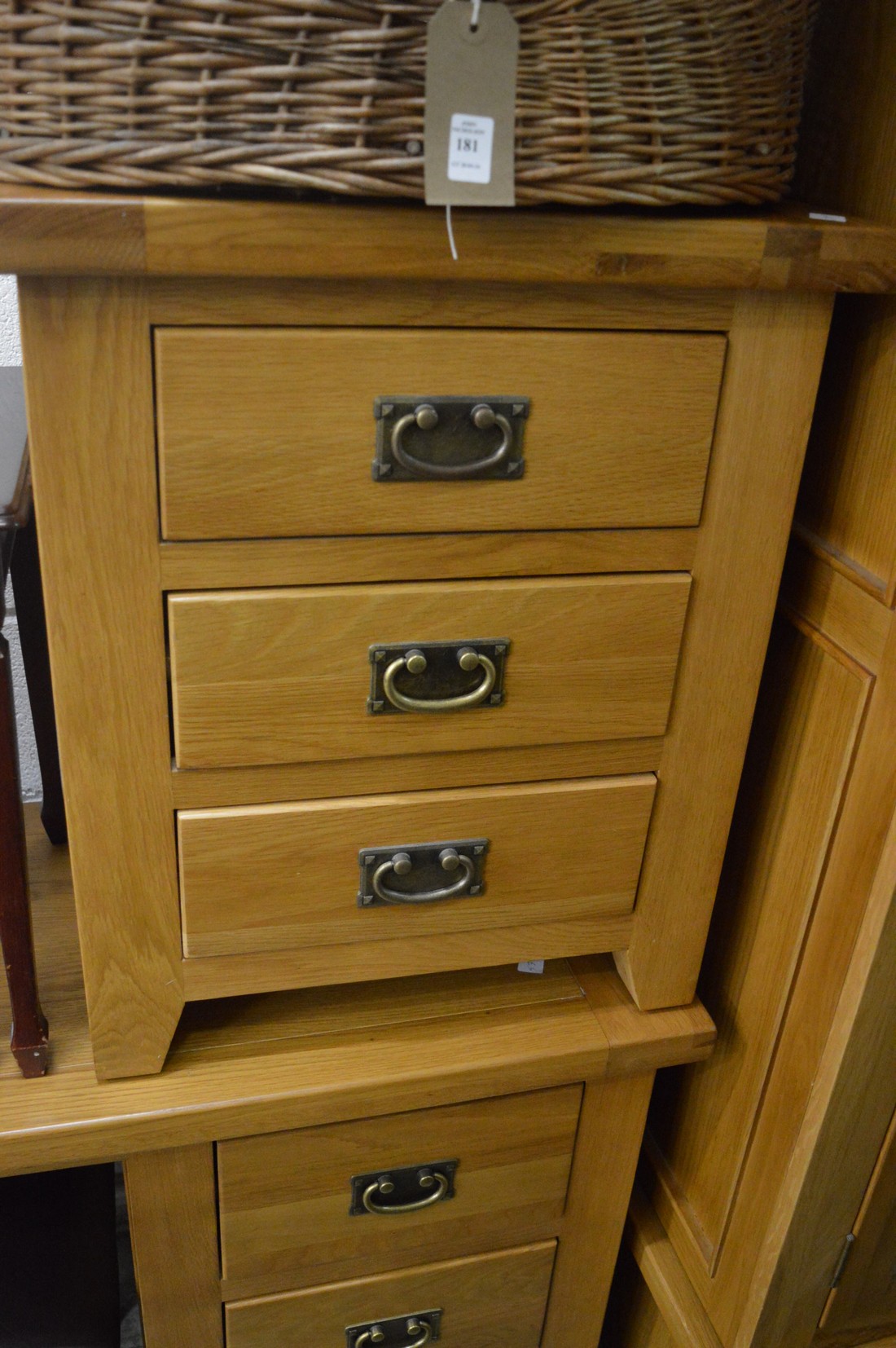 Modern light oak wardrobe together with a matching dressing table, stool and three drawer chest. - Image 4 of 4