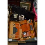 A gentleman's travelling shaving set, a small hi-fi unit and other items.