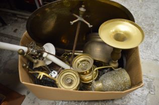 A quantity of decorative brass ware etc.