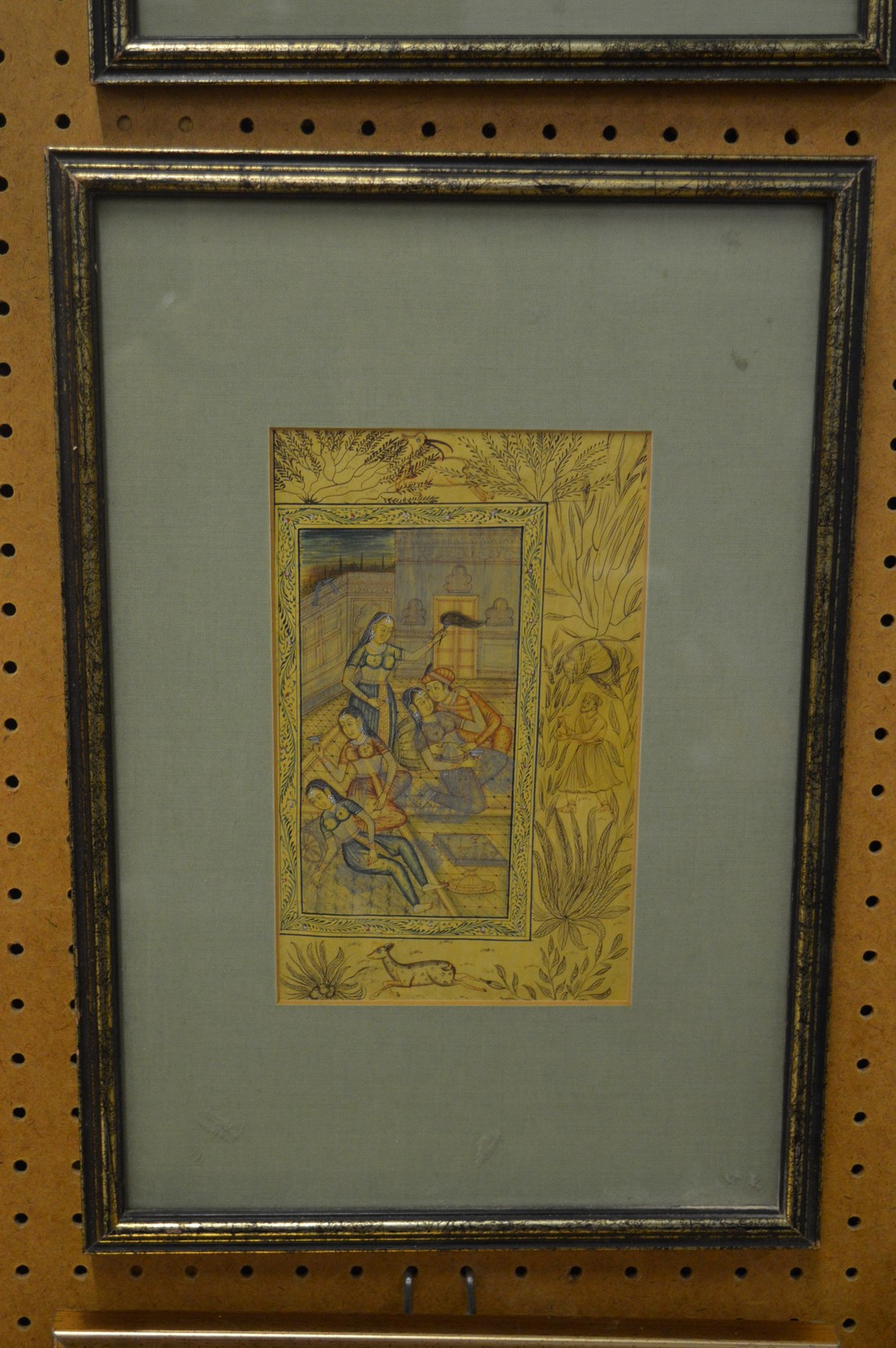 Two Indian miniature paintings each depicting lovers, framed and glazed. - Image 2 of 2