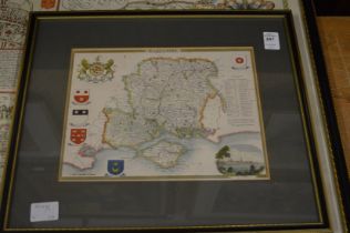 Two framed and glazed maps of Hampshire.