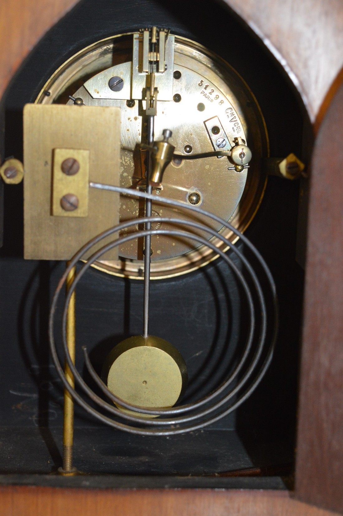 A Maple & Co mahogany cased lancet shaped mantle clock. - Image 4 of 4