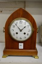 A Maple & Co mahogany cased lancet shaped mantle clock.