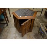 An unusual gothic style hexagonal shaped coffee table/storage box.