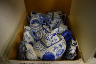 Decorative blue and white china.