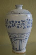 A Chinese blue and white decorated Meiping shape vase.