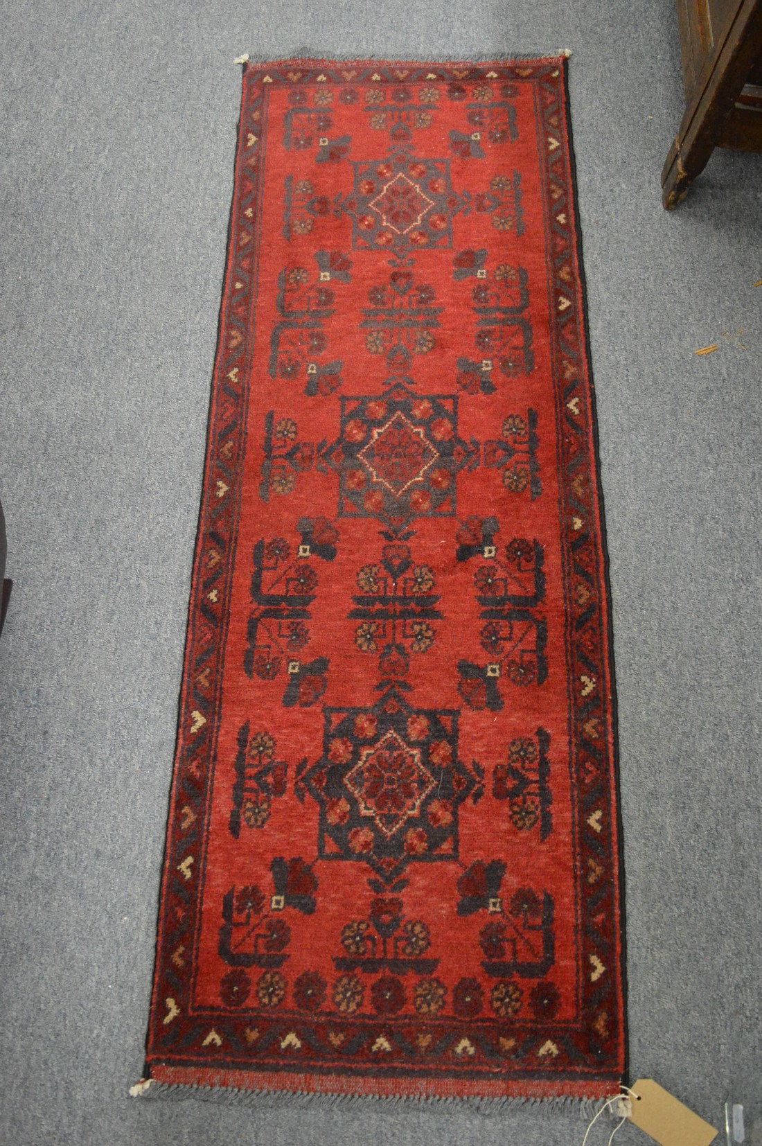 Two small Persian style red ground runners 146cm x 52cm and 153cm x 53cm. - Image 3 of 4