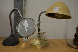 An adjustable desk lamp and similar magnifier.