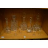 Cut glass decanters etc.