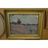 After Monet, Poppy fields, colour print in a decorative gilt frame.