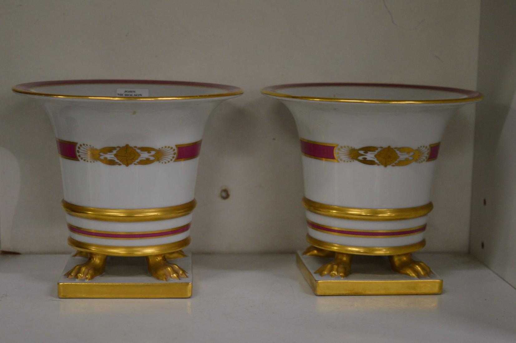 A pair of Herend porcelain cachepots.
