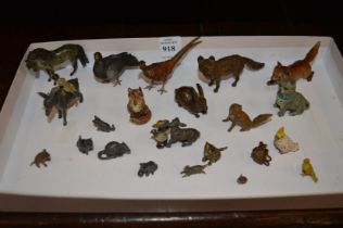 A good collection of miniature cold painted bronze animals and birds.